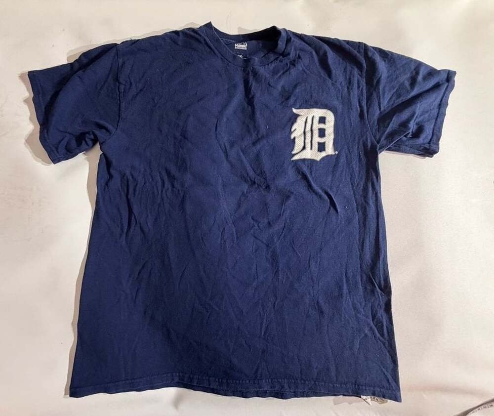Majestic Detroit Tigers Navy Blue MLB T-Shirt Mens Size L